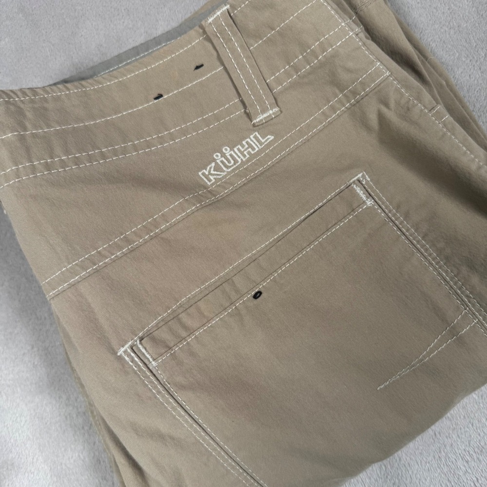 KUHL Slax Pants Mens 32x32 Khaki Tan Enduro Fabric Casual Outdoor Hiking
